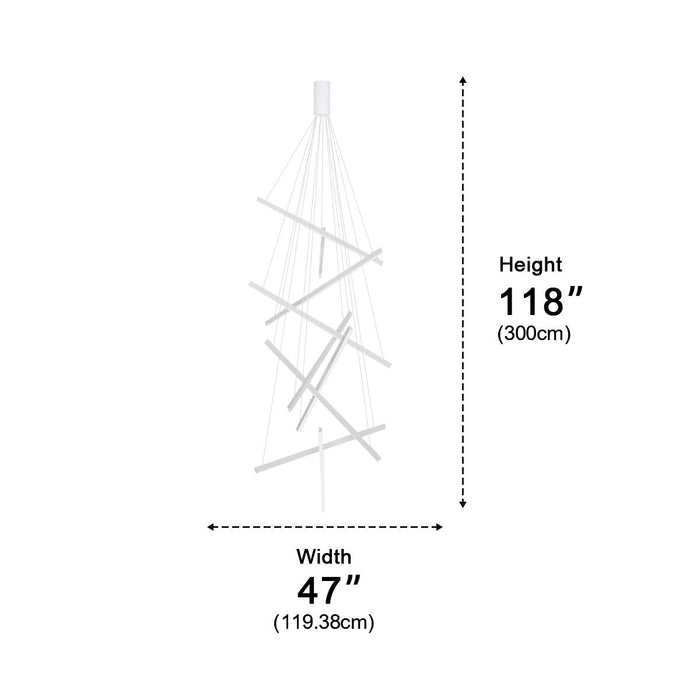 Minimalist Strip Chandelier - Stepless Dimming LED, Modern White Pendant Light, Contemporary Ceiling Fixture