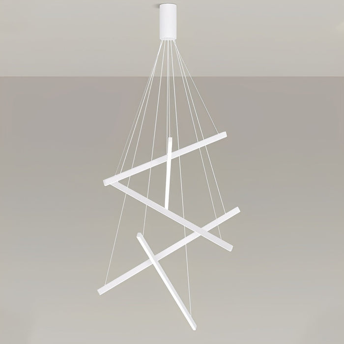 Minimalist Strip Chandelier - Stepless Dimming LED, Modern White Pendant Light, Contemporary Ceiling Fixture
