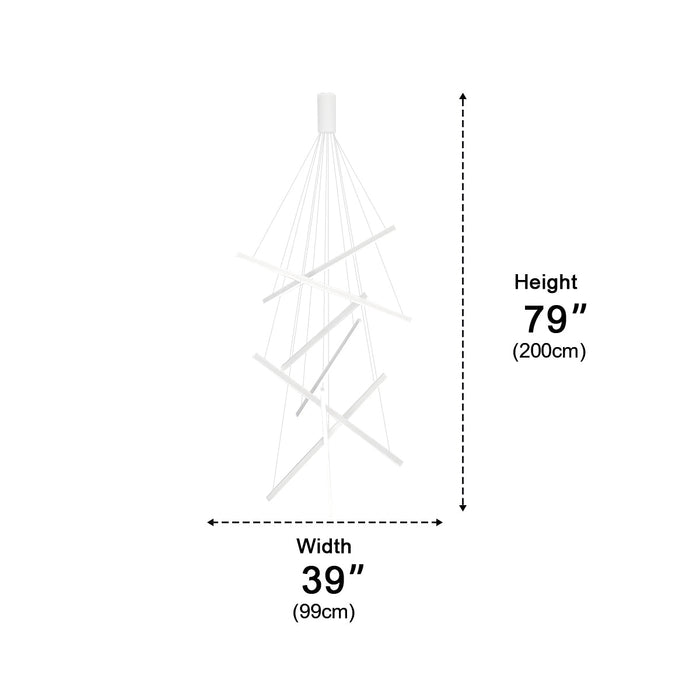 Minimalist Strip Chandelier - Stepless Dimming LED, Modern White Pendant Light, Contemporary Ceiling Fixture