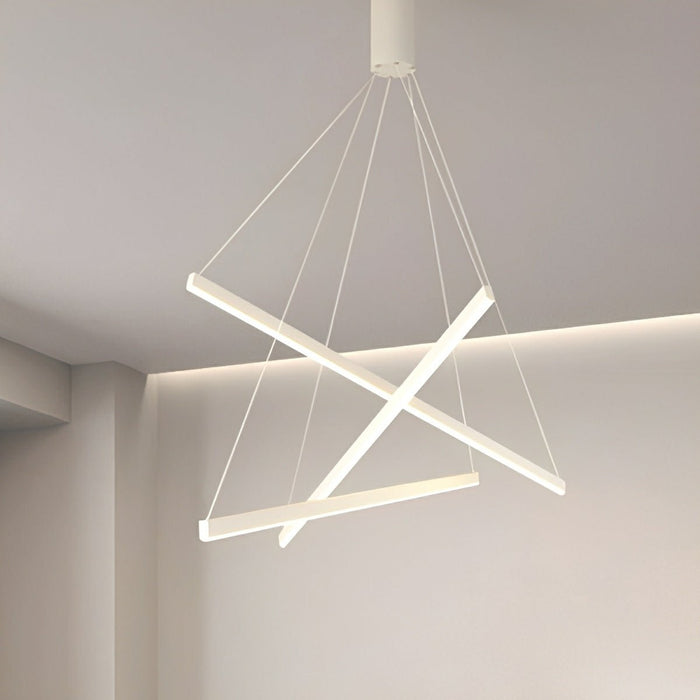 Minimalist Strip Chandelier - Stepless Dimming LED, Modern White Pendant Light, Contemporary Ceiling Fixture