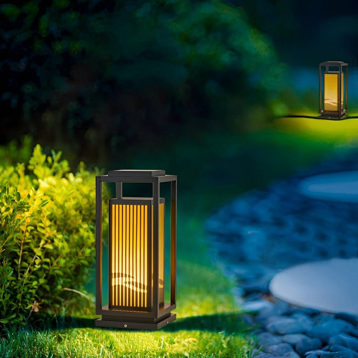 Minimalist Striped LED Post Cap Light - Modern Outdoor Lantern, Landscape Lighting