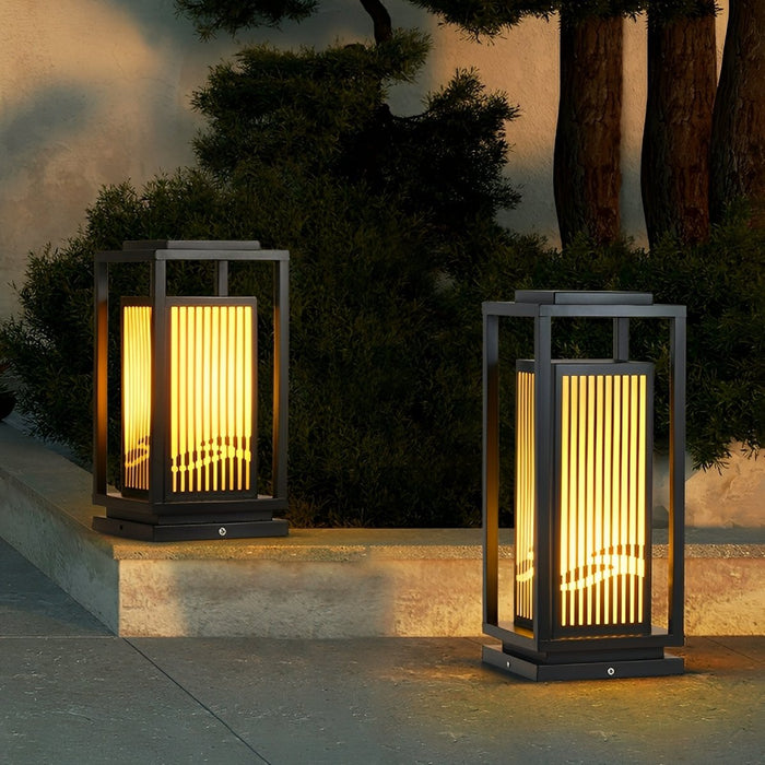 Minimalist Striped LED Post Cap Light - Modern Outdoor Lantern, Landscape Lighting