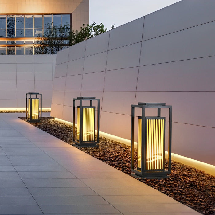 Minimalist Striped LED Post Cap Light - Modern Outdoor Lantern, Landscape Lighting