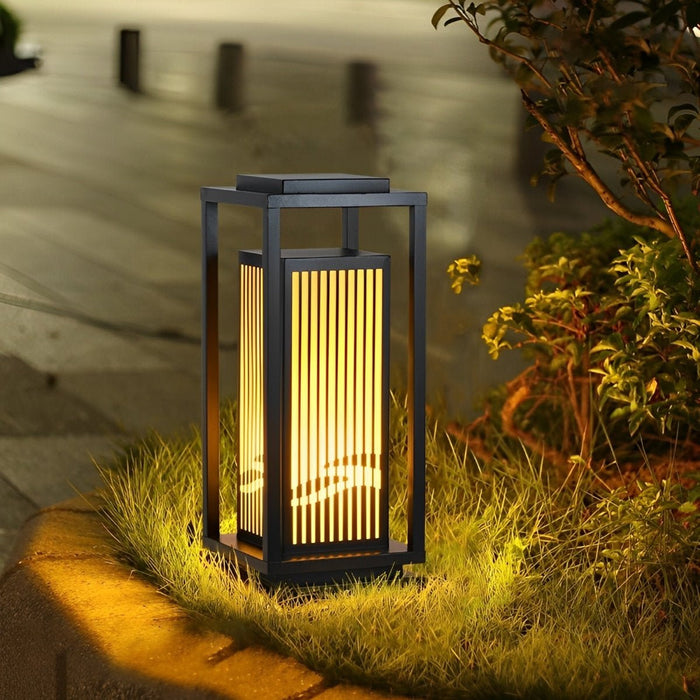 Minimalist Striped LED Post Cap Light - Modern Outdoor Lantern, Landscape Lighting