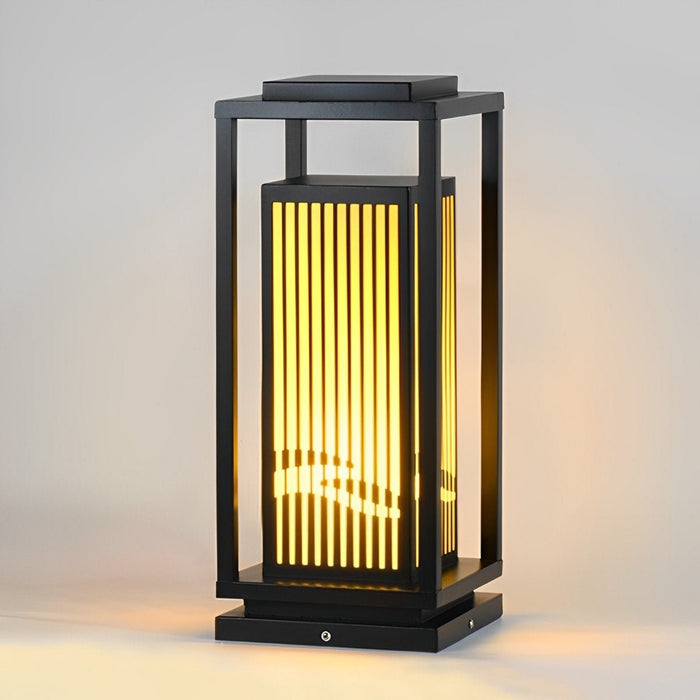 Minimalist Striped LED Post Cap Light - Modern Outdoor Lantern, Landscape Lighting