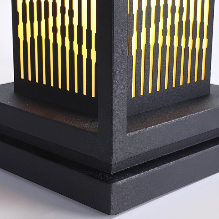 Minimalist Striped LED Post Cap Light - Modern Outdoor Lantern, Landscape Lighting