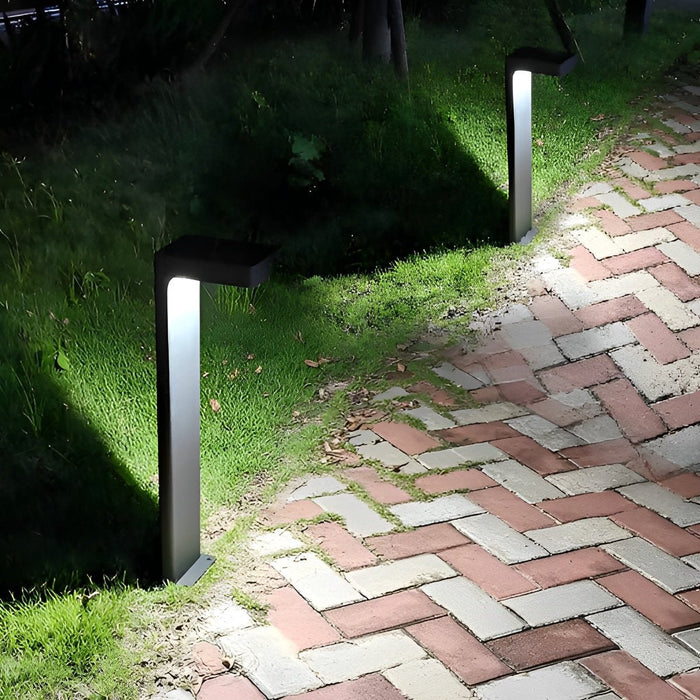 Solar Path Lights - Modern LED Bollard Lights for Garden Walkways, Black Aluminum Landscape Lighting