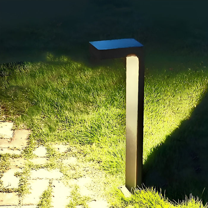 Solar Path Lights - Modern LED Bollard Lights for Garden Walkways, Black Aluminum Landscape Lighting
