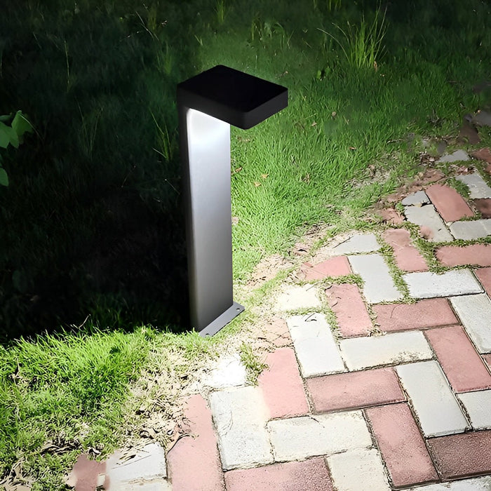 Solar Path Lights - Modern LED Bollard Lights for Garden Walkways, Black Aluminum Landscape Lighting