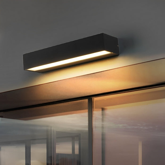 Minimalist Strip Outdoor Wall Light - Modern LED Exterior Lamp, Waterproof Black Aluminum Fixture for Porch, Patio, Entryway
