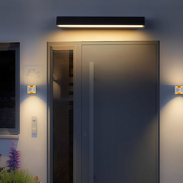 Minimalist Strip Outdoor Wall Light - Modern LED Exterior Lamp, Waterproof Black Aluminum Fixture for Porch, Patio, Entryway