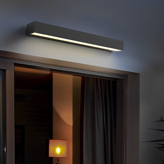 Minimalist Strip Outdoor Wall Light - Modern LED Exterior Lamp, Waterproof Black Aluminum Fixture for Porch, Patio, Entryway