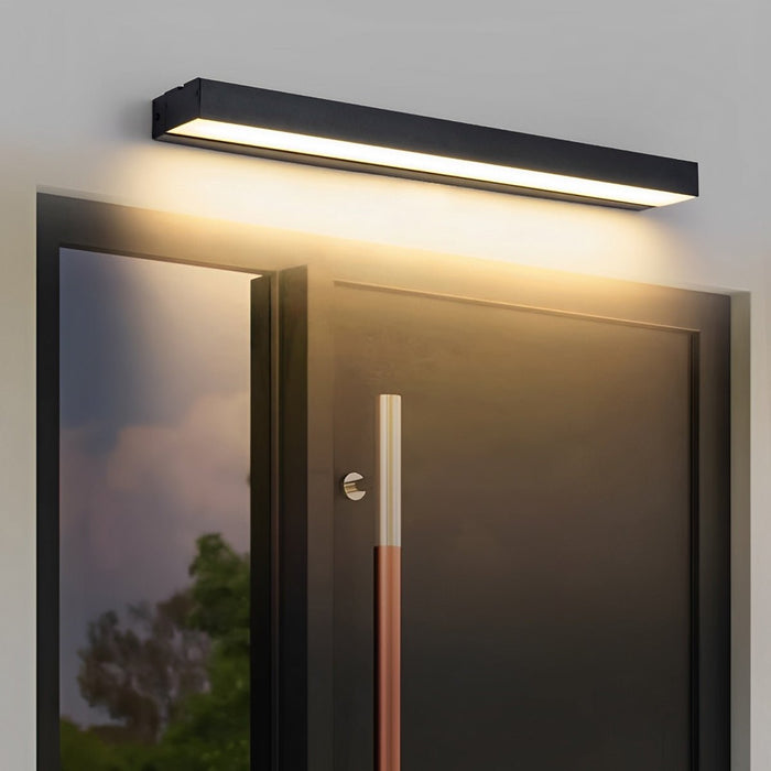 Minimalist Strip Outdoor Wall Light - Modern LED Exterior Lamp, Waterproof Black Aluminum Fixture for Porch, Patio, Entryway