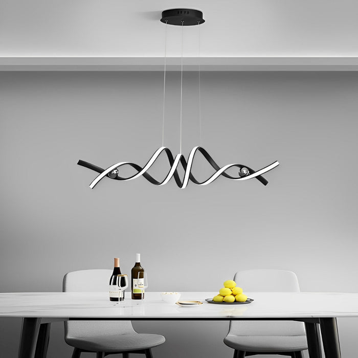 Wave-Strip Twisted Creative Pendant Light - Modern Sinuous Ribbon Design for Contemporary Homes