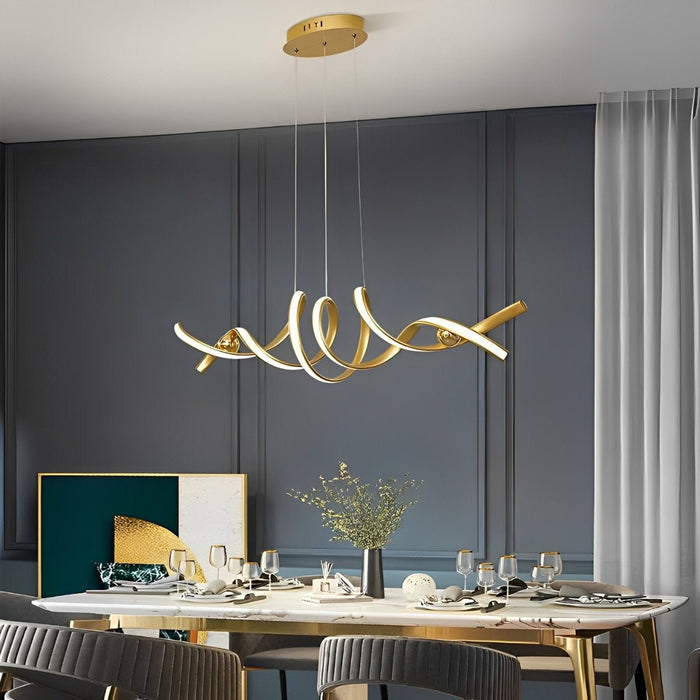 Wave-Strip Twisted Creative Pendant Light - Modern Sinuous Ribbon Design for Contemporary Homes