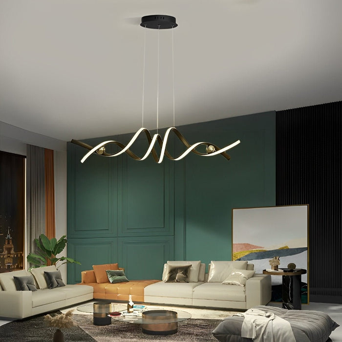 Wave-Strip Twisted Creative Pendant Light - Modern Sinuous Ribbon Design for Contemporary Homes