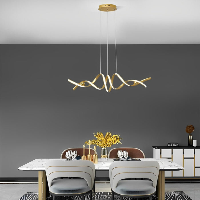 Wave-Strip Twisted Creative Pendant Light - Modern Sinuous Ribbon Design for Contemporary Homes