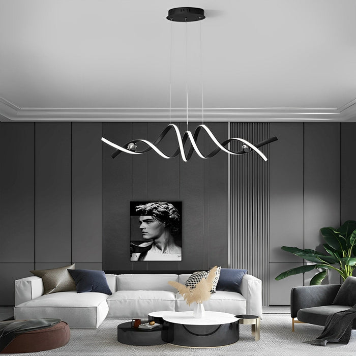 Wave-Strip Twisted Creative Pendant Light - Modern Sinuous Ribbon Design for Contemporary Homes