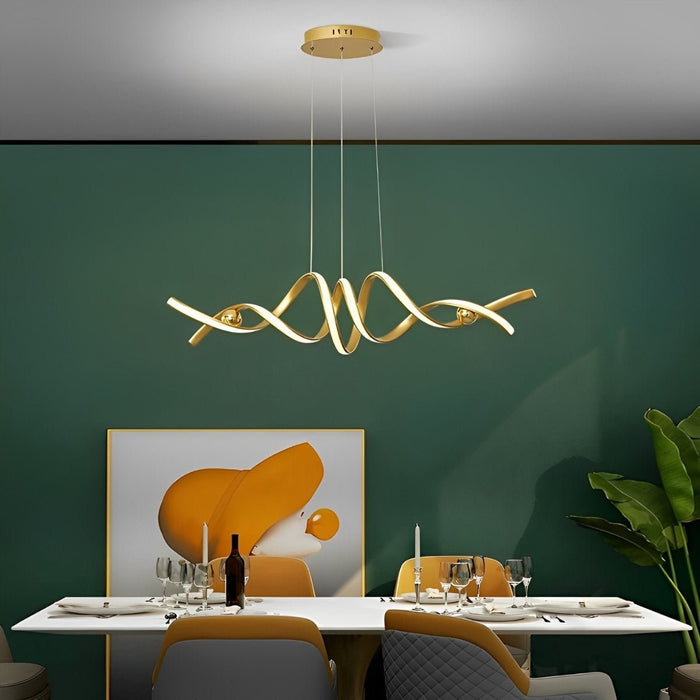 Wave-Strip Twisted Creative Pendant Light - Modern Sinuous Ribbon Design for Contemporary Homes