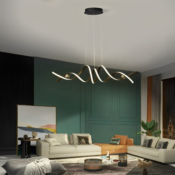 Wave-Strip Twisted Creative Pendant Light - Modern Sinuous Ribbon Design for Contemporary Homes