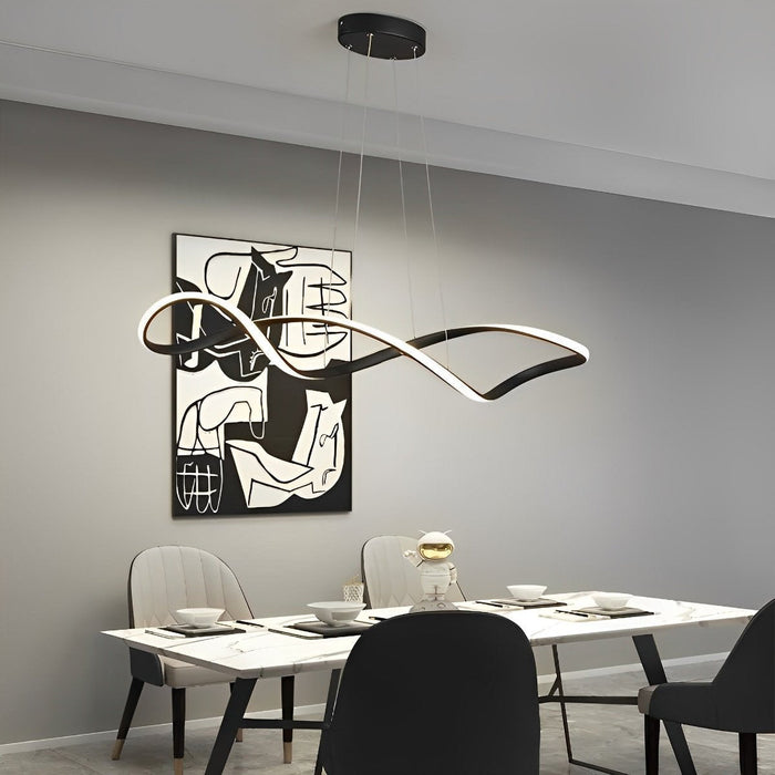 Creative Waves Chandelier - Modern Sculptural Ceiling Light with Electroplated Finish for Dining Room / Living Room