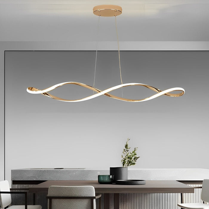 Creative Waves Chandelier - Modern Sculptural Ceiling Light with Electroplated Finish for Dining Room / Living Room