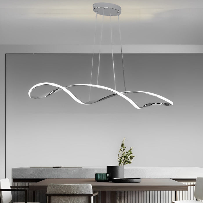 Creative Waves Chandelier - Modern Sculptural Ceiling Light with Electroplated Finish for Dining Room / Living Room