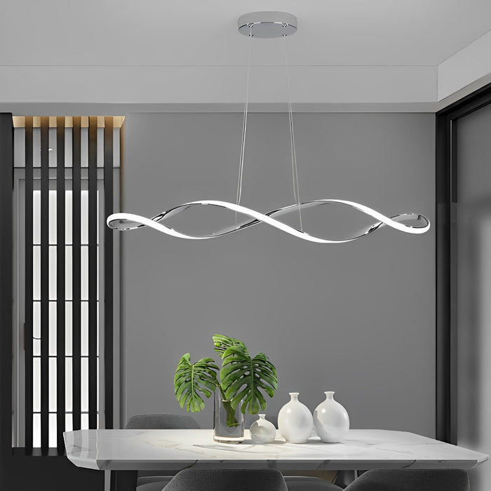 Creative Waves Chandelier - Modern Sculptural Ceiling Light with Electroplated Finish for Dining Room / Living Room