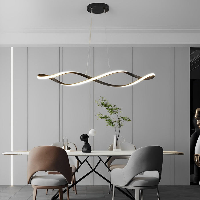 Creative Waves Chandelier - Modern Sculptural Ceiling Light with Electroplated Finish for Dining Room / Living Room