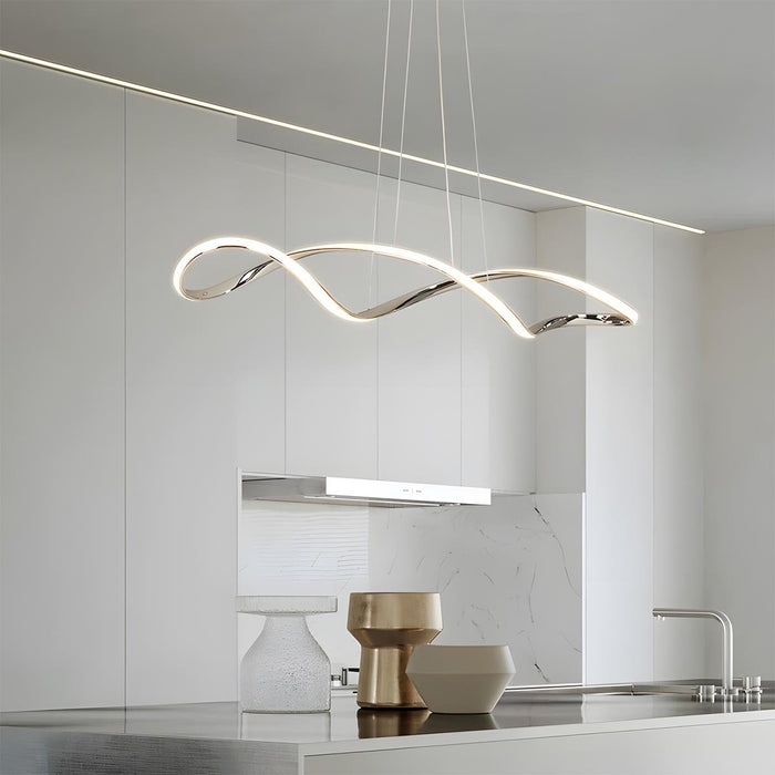 Creative Waves Chandelier - Modern Sculptural Ceiling Light with Electroplated Finish for Dining Room / Living Room