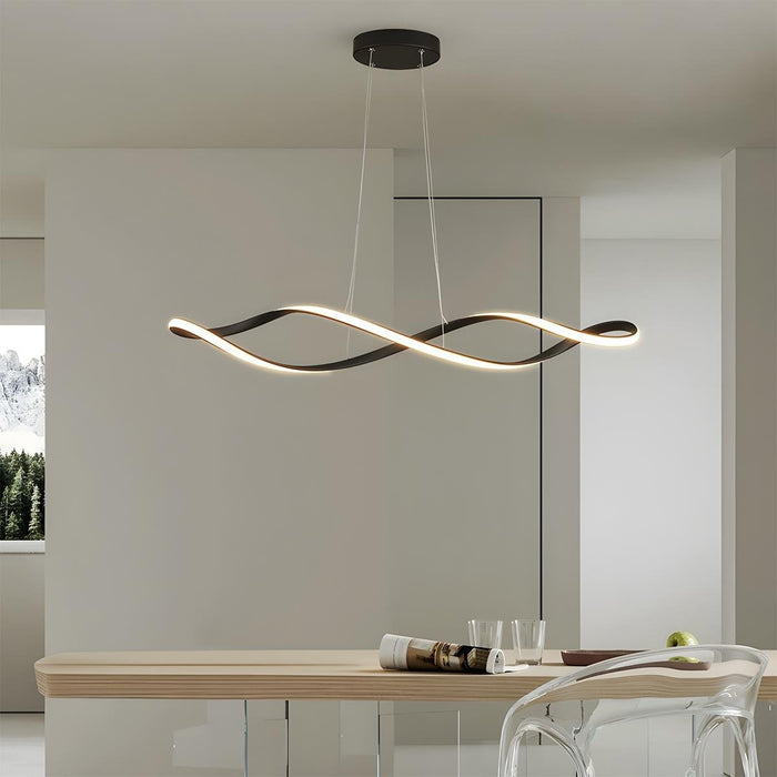 Creative Waves Chandelier - Modern Sculptural Ceiling Light with Electroplated Finish for Dining Room / Living Room