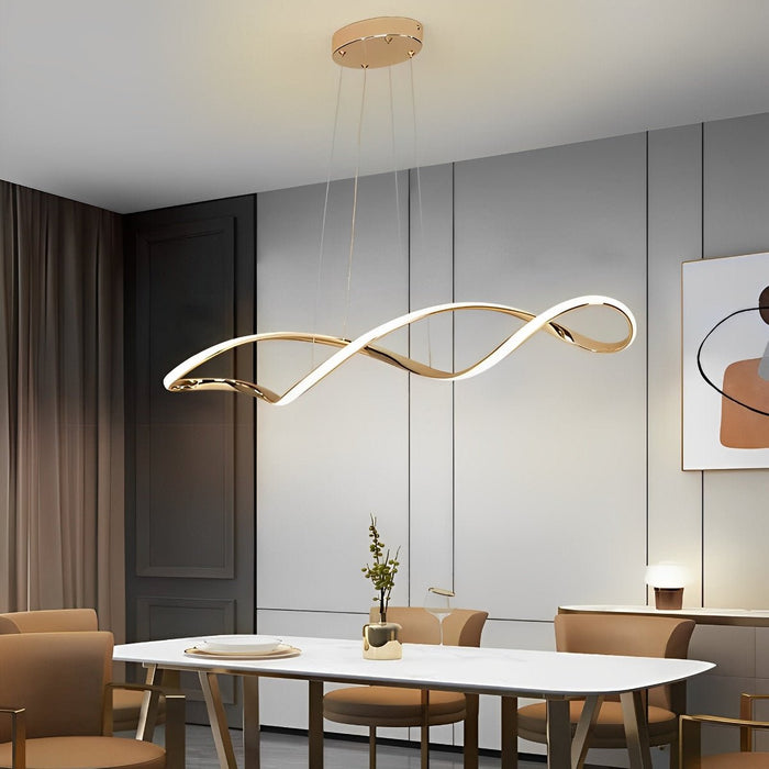 Creative Waves Chandelier - Modern Sculptural Ceiling Light with Electroplated Finish for Dining Room / Living Room