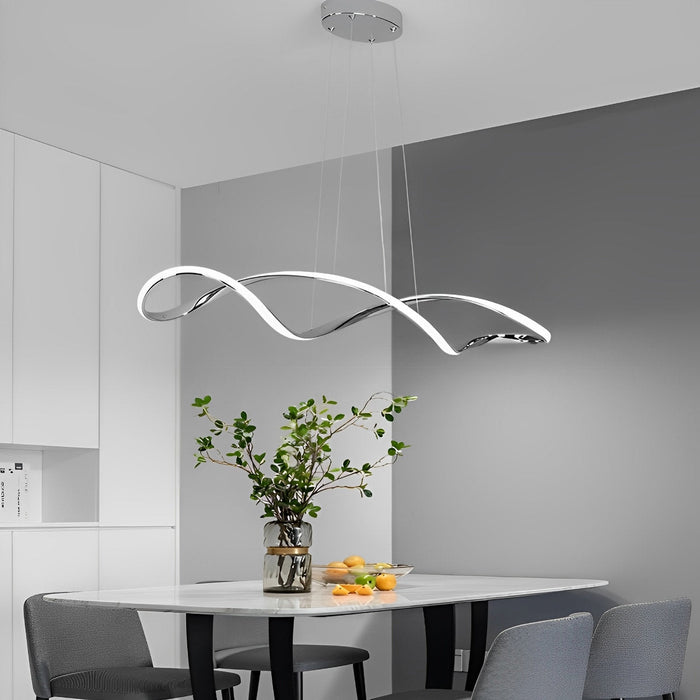 Creative Waves Chandelier - Modern Sculptural Ceiling Light with Electroplated Finish for Dining Room / Living Room