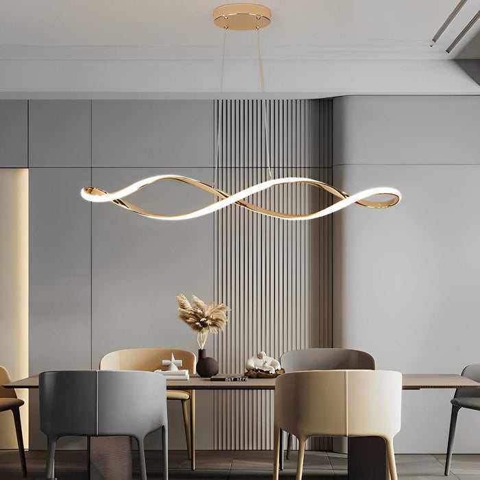 Creative Waves Chandelier - Modern Sculptural Ceiling Light with Electroplated Finish for Dining Room / Living Room