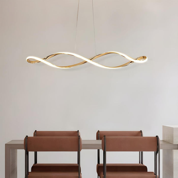 Creative Waves Chandelier - Modern Sculptural Ceiling Light with Electroplated Finish for Dining Room / Living Room