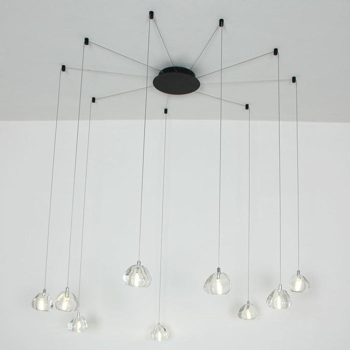 Contemporary Cluster Design Raindrop Chandelier Metal Crystal Ceiling Light