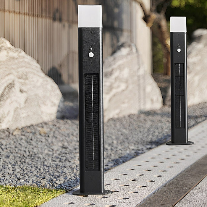 Solar Triangle LED Outdoor Pathway Bollard Light - Modern Design, 3-Sided Illumination, Motion Sensor