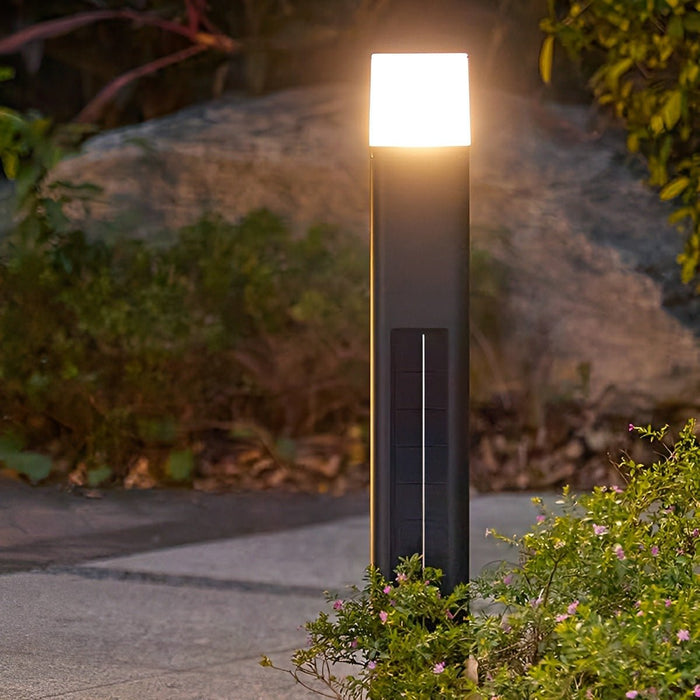 Solar Triangle LED Outdoor Pathway Bollard Light - Modern Design, 3-Sided Illumination, Motion Sensor