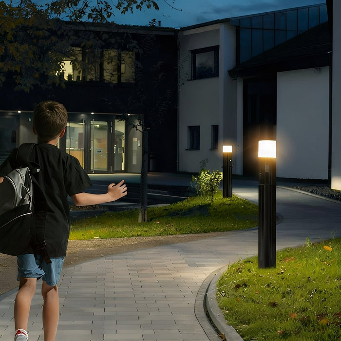 Solar Triangle LED Outdoor Pathway Bollard Light - Modern Design, 3-Sided Illumination, Motion Sensor