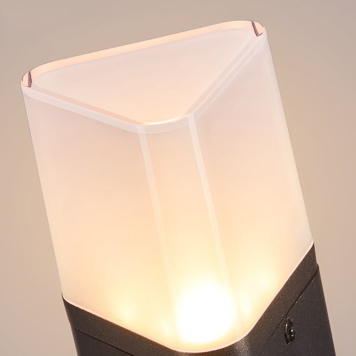 Solar Triangle LED Outdoor Pathway Bollard Light - Modern Design, 3-Sided Illumination, Motion Sensor