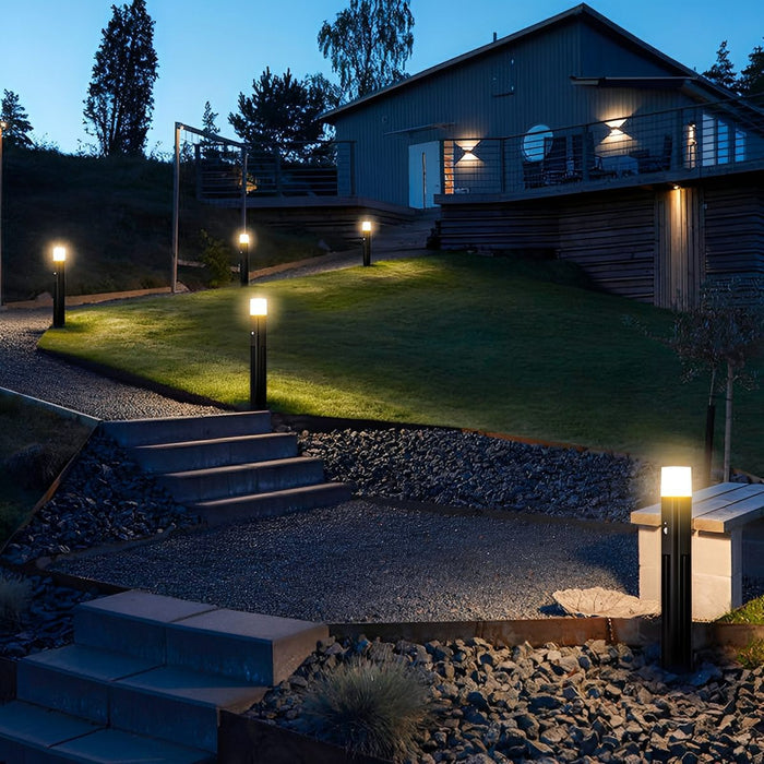 Solar Triangle LED Outdoor Pathway Bollard Light - Modern Design, 3-Sided Illumination, Motion Sensor
