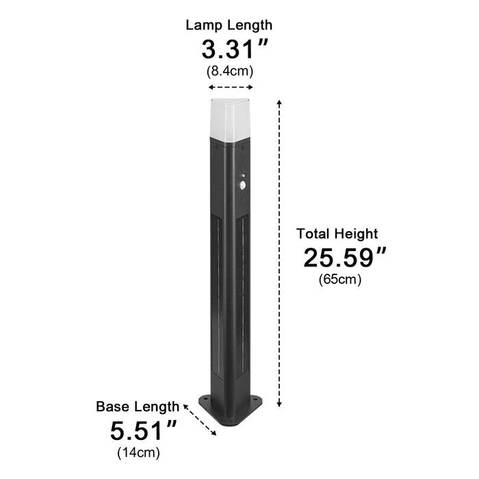 Solar Triangle LED Outdoor Pathway Bollard Light - Modern Design, 3-Sided Illumination, Motion Sensor