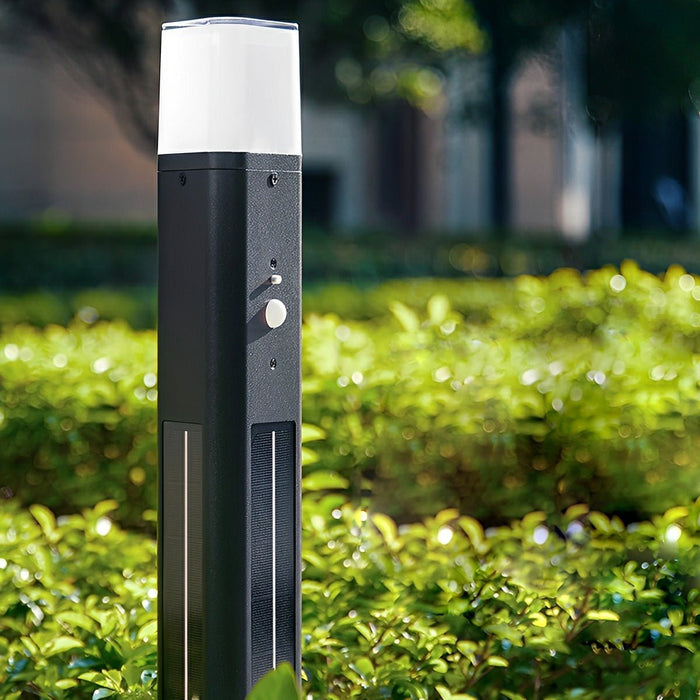 Solar Triangle LED Outdoor Pathway Bollard Light - Modern Design, 3-Sided Illumination, Motion Sensor