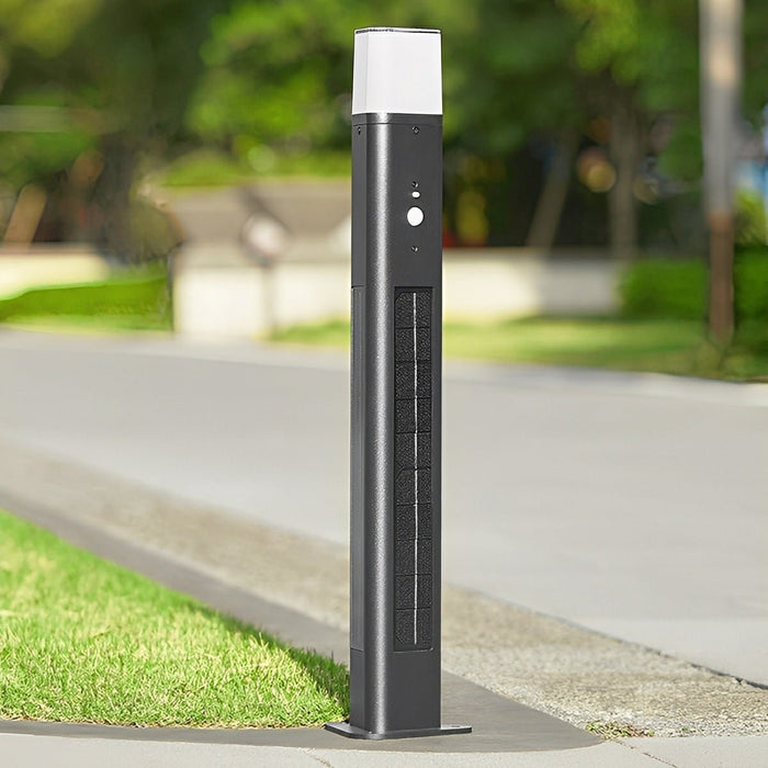 Solar Triangle LED Outdoor Pathway Bollard Light - Modern Design, 3-Sided Illumination, Motion Sensor