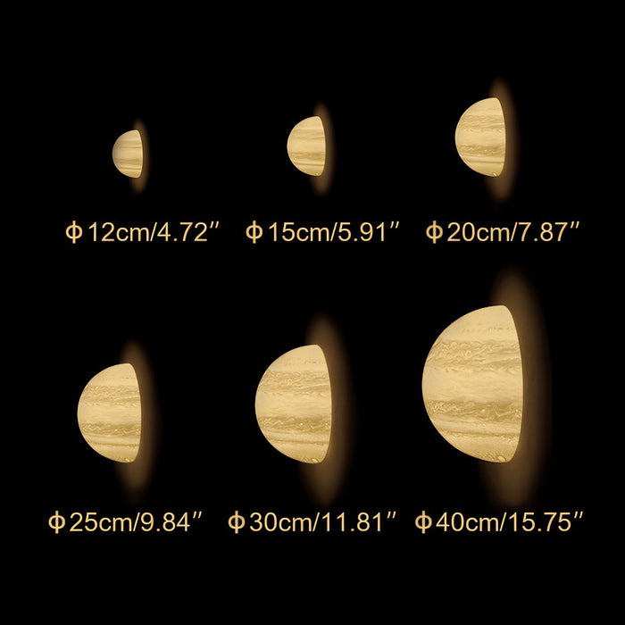 3D Moon Jupiter Planet LED Wall Sconce - Indoor Wall Light, Ceiling Light - Bedroom, Living Room Decor