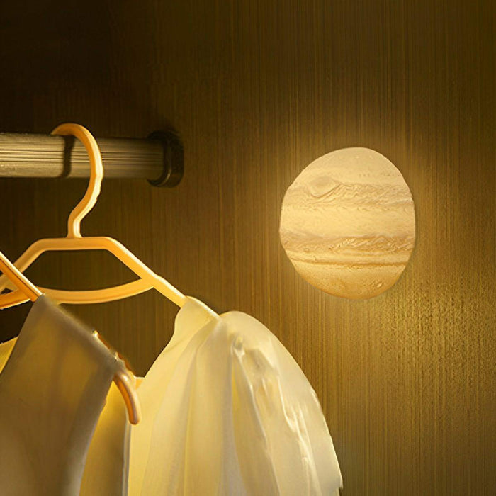 3D Moon Jupiter Planet LED Wall Sconce - Indoor Wall Light, Ceiling Light - Bedroom, Living Room Decor