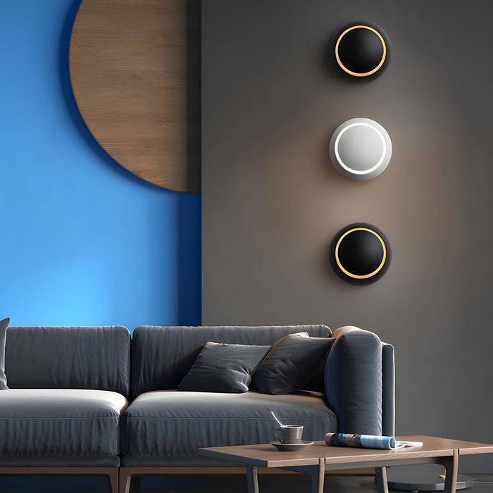Modern Adjustable Moon Eclipse Creative LED Wall Sconce - Rotatable Disc Design, Dimmable Light, Iron Fixture