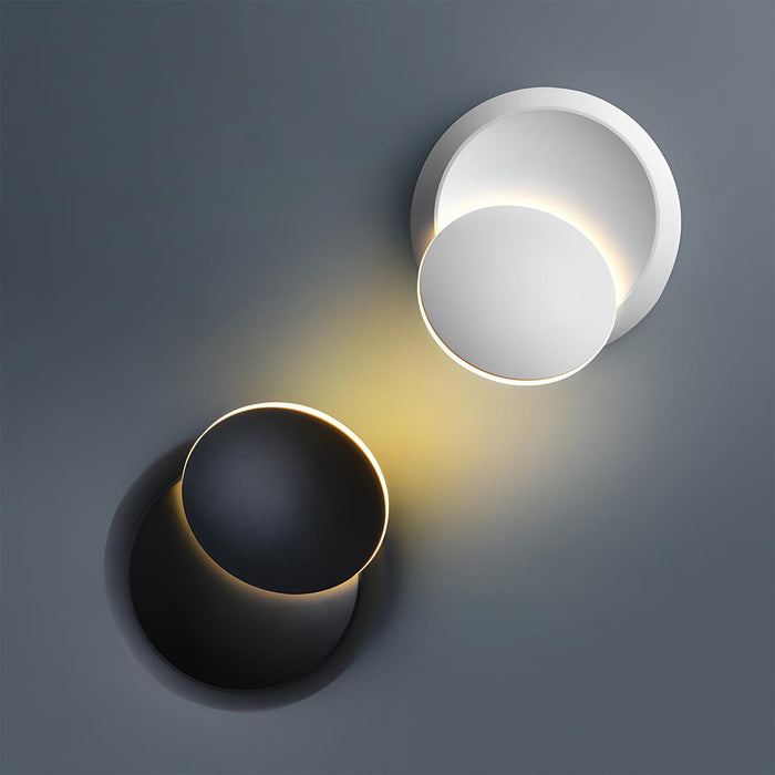 Modern Adjustable Moon Eclipse Creative LED Wall Sconce - Rotatable Disc Design, Dimmable Light, Iron Fixture