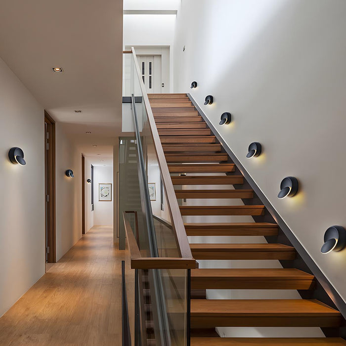Modern Adjustable Moon Eclipse Creative LED Wall Sconce - Rotatable Disc Design, Dimmable Light, Iron Fixture