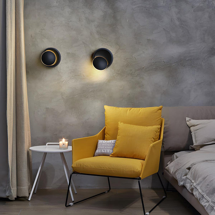 Modern Adjustable Moon Eclipse Creative LED Wall Sconce - Rotatable Disc Design, Dimmable Light, Iron Fixture